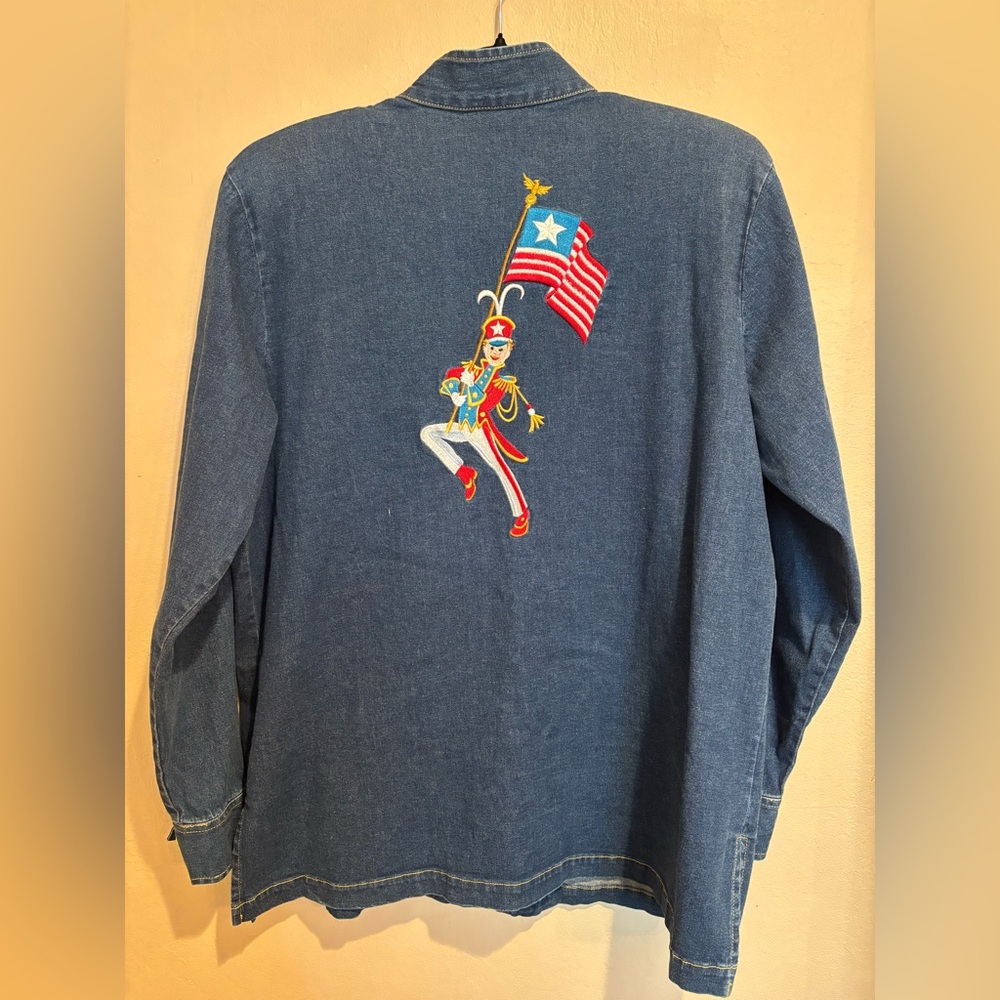 Vintage Bob Mackie Marching Band Embroidered Zipper Denim Jacket, America size L - Picture 7 of 9